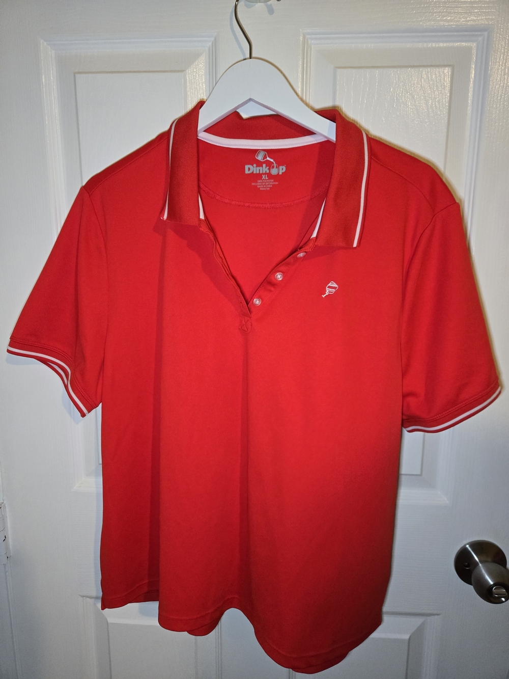 Dink Up Women’s XL Red Performance Polo Shirt White Trim Short Sleeve